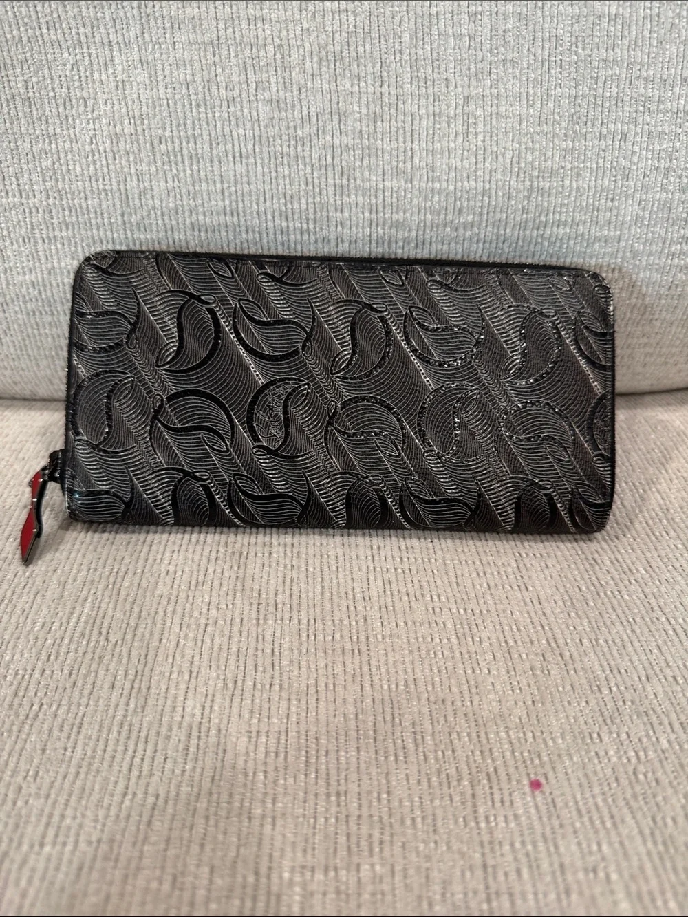Christian Louboutin Designer Black Pattern Zip Wallet